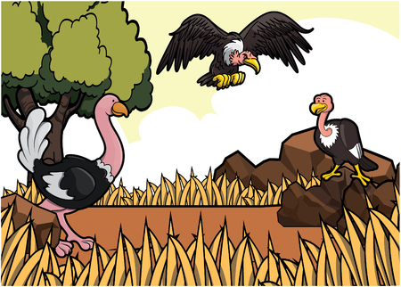 Group Animal Savanah safari sceneのイラスト素材