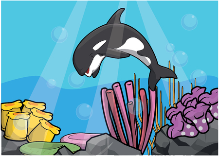 Orca underwater sceneryのイラスト素材