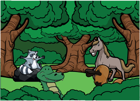 Inside Jungle animal sceneのイラスト素材