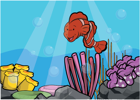 clown fish underwater sceneryのイラスト素材
