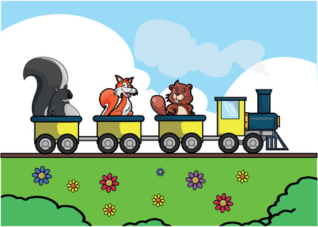 animal traveling train at Parkのイラスト素材