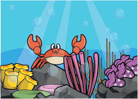 crab underwater sceneryのイラスト素材