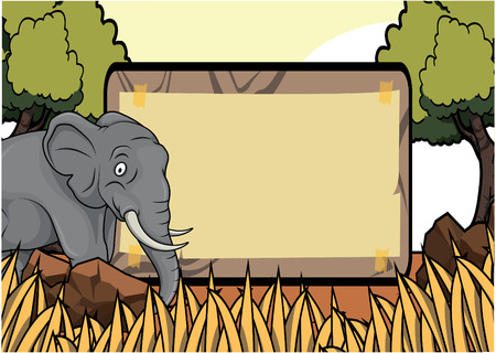 Elephant Savanah safari scene with blank spaceのイラスト素材