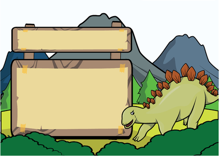 Prehistoric animal scene with blank spaceのイラスト素材