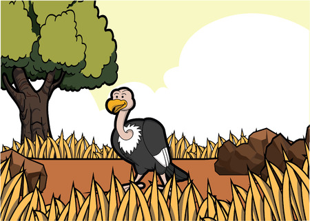 vulture savanah safari sceneのイラスト素材