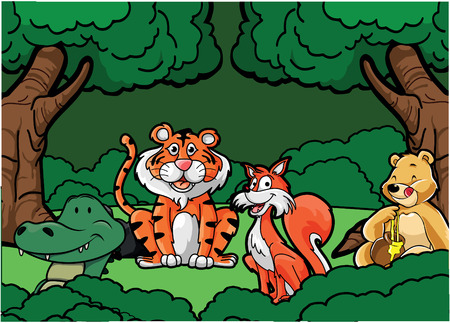 Wild animal Jungle animal sceneのイラスト素材