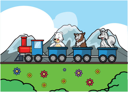 ice animal traveling train at Parkのイラスト素材