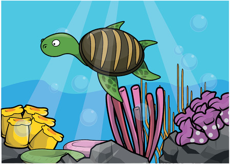 Sea turtle underwater sceneryのイラスト素材