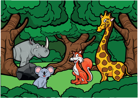 Jungle animal sceneのイラスト素材