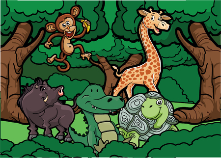 Forest animal sceneのイラスト素材