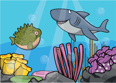 Shark underwater sceneのイラスト素材