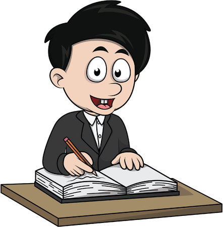 Child studying cartoon illustrationのイラスト素材
