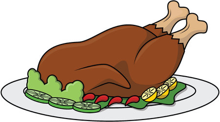 Roasted chicken cartoon illustrationのイラスト素材