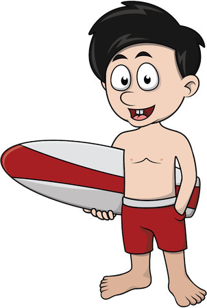 Boy surf cartoon illustrationのイラスト素材