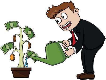 Business man watering money plantのイラスト素材