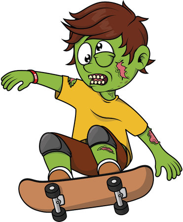 Zombie Boy playing skate boardのイラスト素材