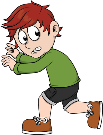 boy scared cartoon illustrationのイラスト素材