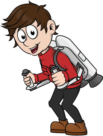 Boy playing jet packのイラスト素材