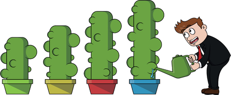 Business man watering cactus investationのイラスト素材