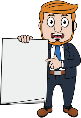 Business man holding white paperのイラスト素材