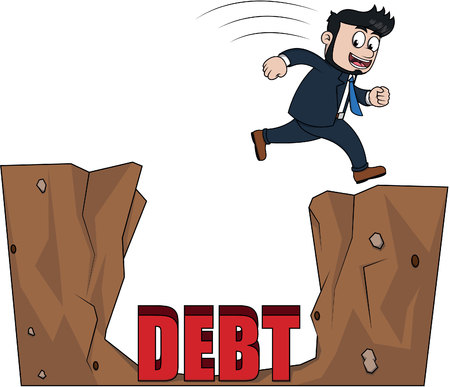 Business man jump over debtのイラスト素材