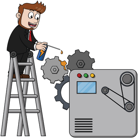 Business man oiling cogのイラスト素材