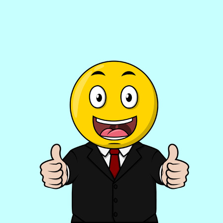 Two Thumb up and big smile happy business manのイラスト素材