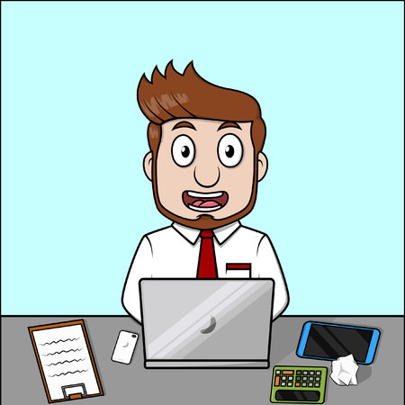 Happy work laptopのイラスト素材