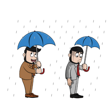 Business man umbrella protection small and big oneのイラスト素材