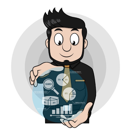 business man show company technology diagramのイラスト素材