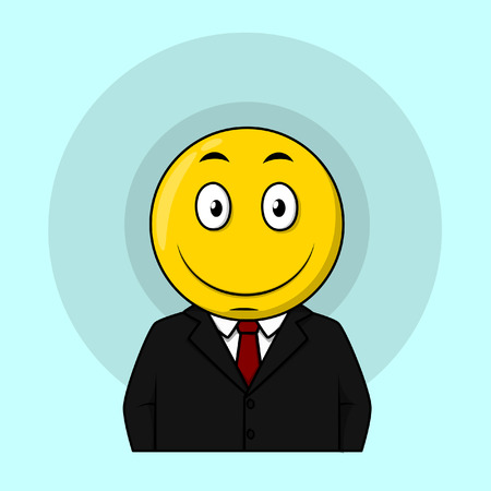 Smile business man Yellow circle headのイラスト素材