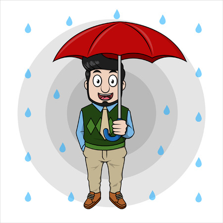 business man holding umbrellaのイラスト素材