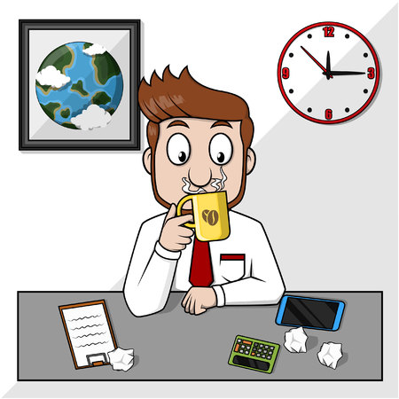 Business man have a lunch and coffeeのイラスト素材
