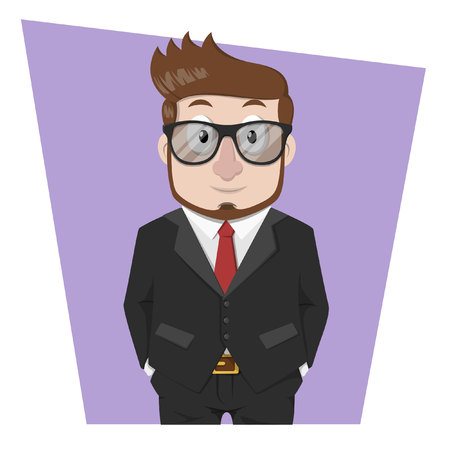 Business man wearing black suit and eyeglasessのイラスト素材