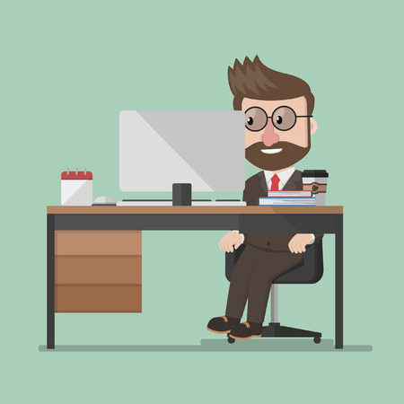 Business man work on tableのイラスト素材