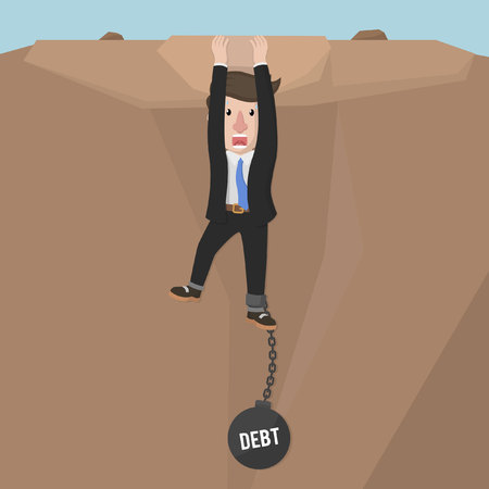 Business man hanging with debt burdenのイラスト素材
