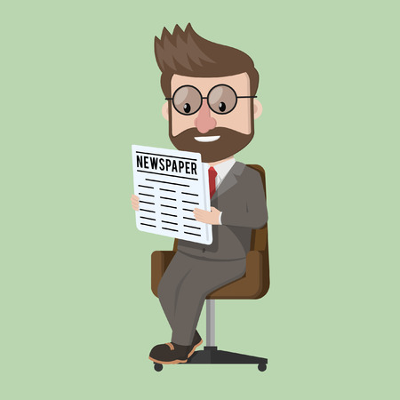 Business man reading newspaperのイラスト素材