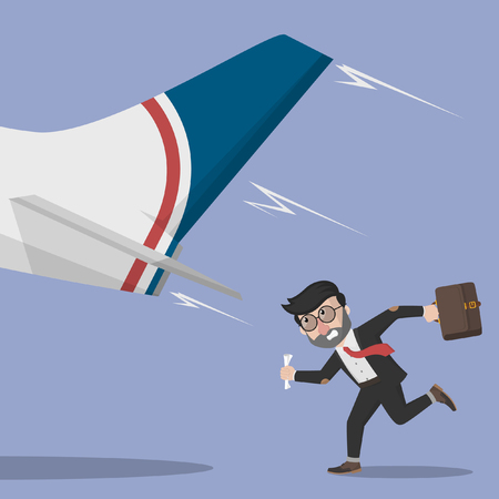 Flat business man missed the planeのイラスト素材