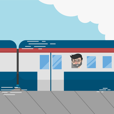 Business man trip with trainのイラスト素材