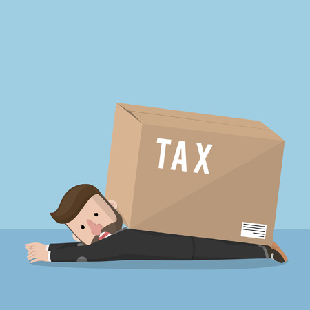 Business man bad day with tax boxのイラスト素材