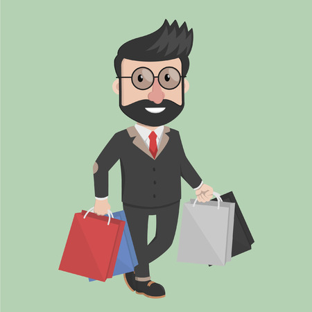 Business man carrying shoping bagのイラスト素材