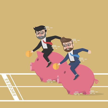 Business man piggy bank raceのイラスト素材
