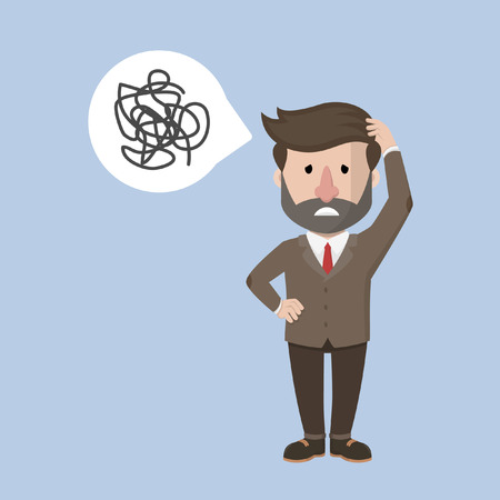 Business man tangled thoughtのイラスト素材