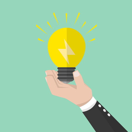 Business man holding idea lampのイラスト素材