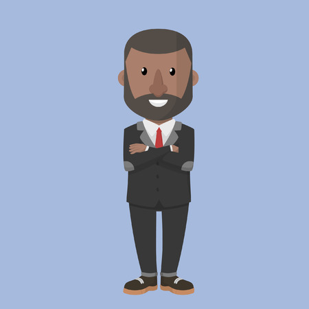 Black business man stand with smileのイラスト素材