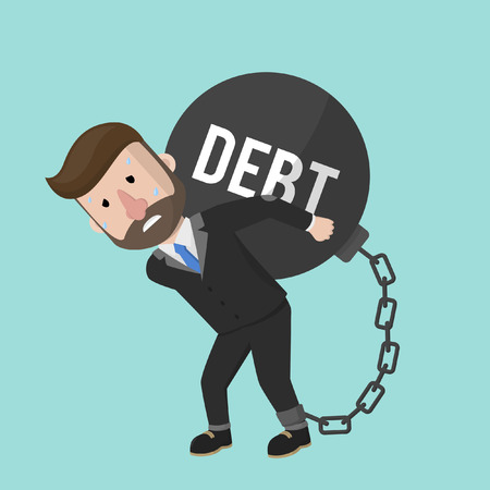 Business man carrying debt bombのイラスト素材