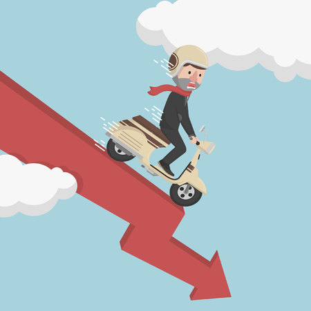 Business man afraid down progressのイラスト素材