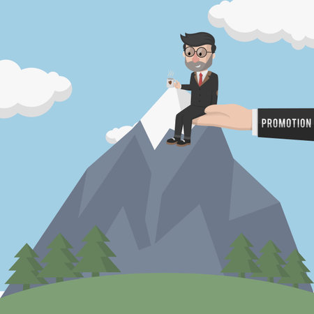 Business man promotion to the top positionのイラスト素材