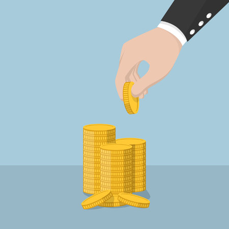 Business man big hand for saving moneyのイラスト素材