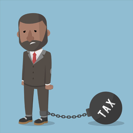 businessman burdened with taxes ballのイラスト素材